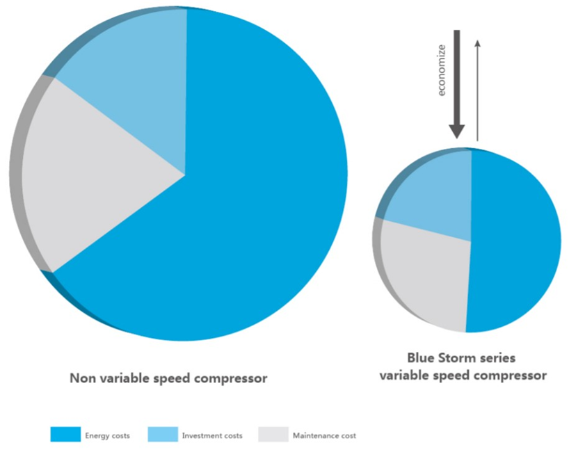 Lifecycle cost comparison: non variable speed compressor vs Blue Storm variable speed compressor